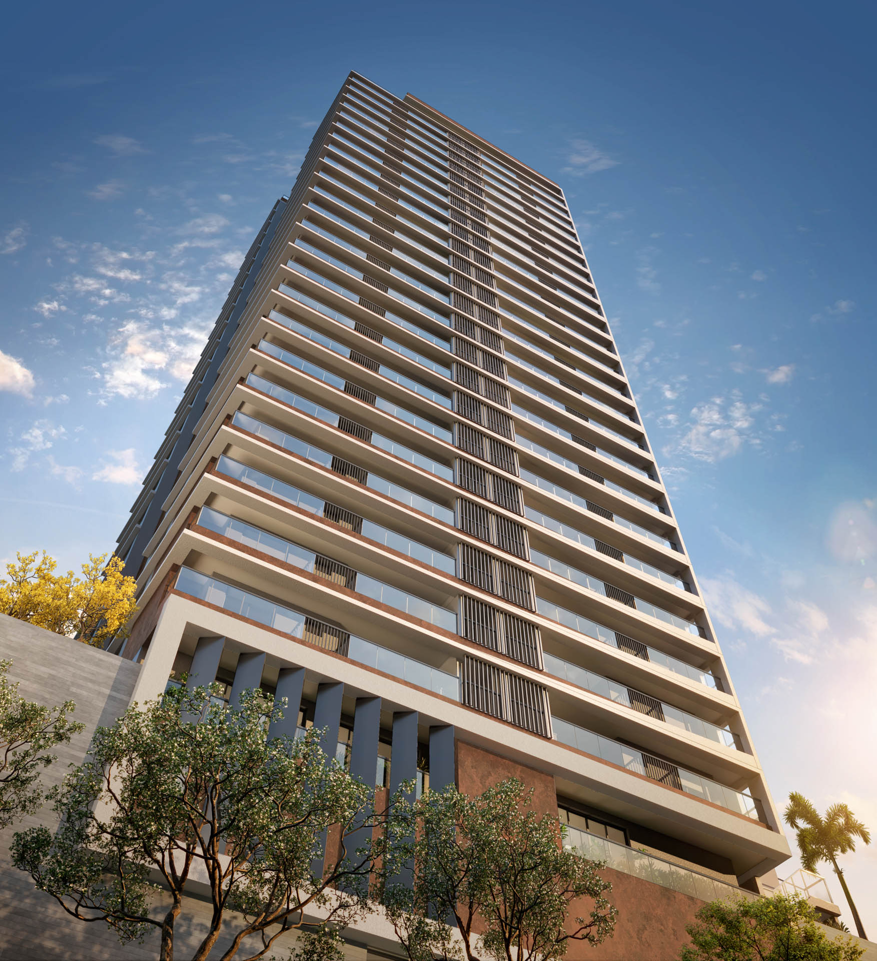 Perspectiva dos detalhes da fachada - L' Harmonie Vila Mariana