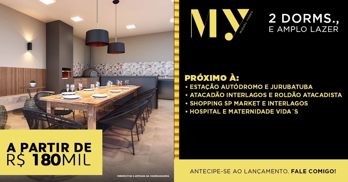 O My Miguel Yunes tem Apartamentos de 2 Dormitórios a Partir de R$ 180 Mil.
